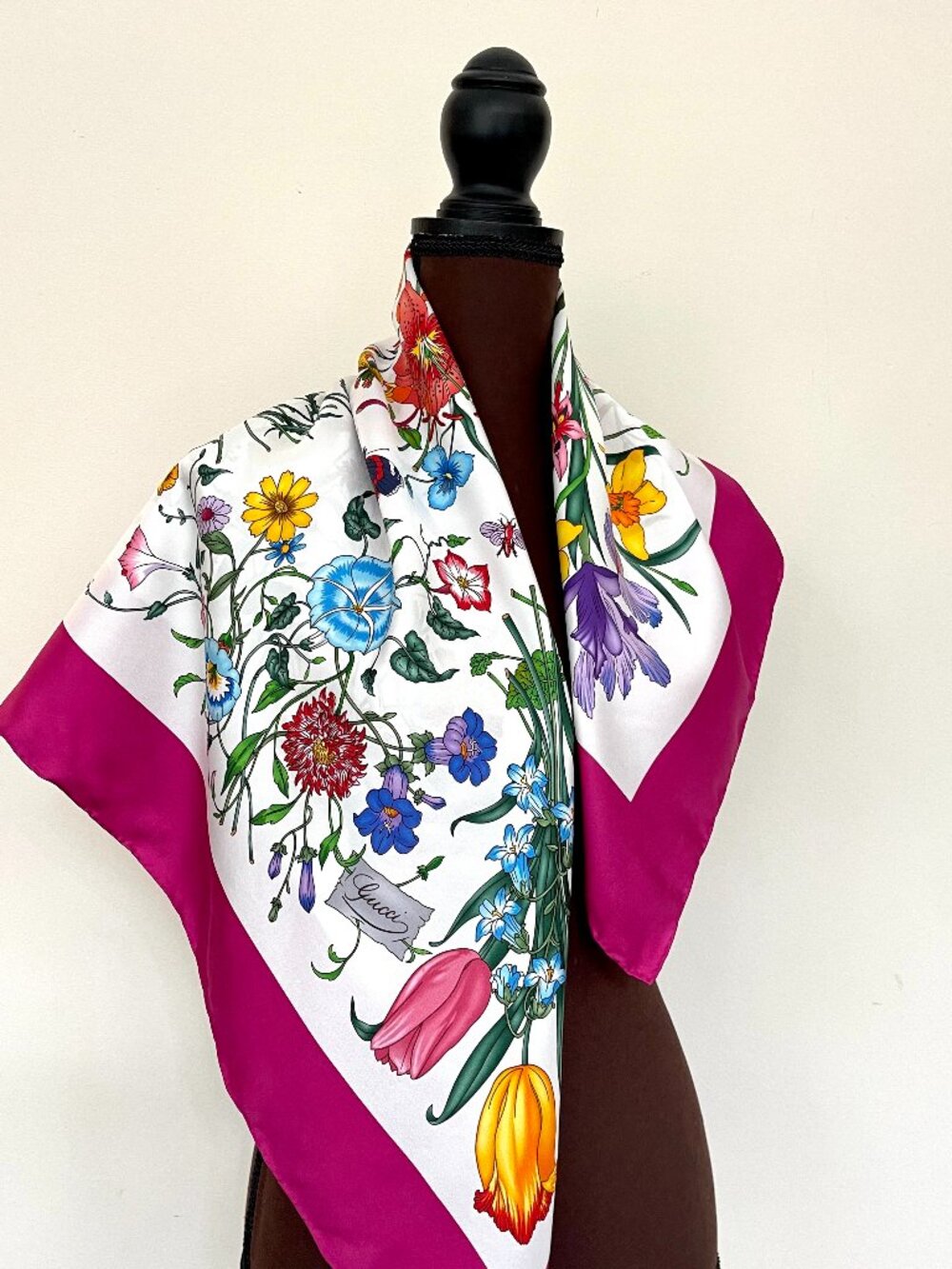 Display #1 Gucci Iconic Floral Print Multicolor Pink Silk Scarf
